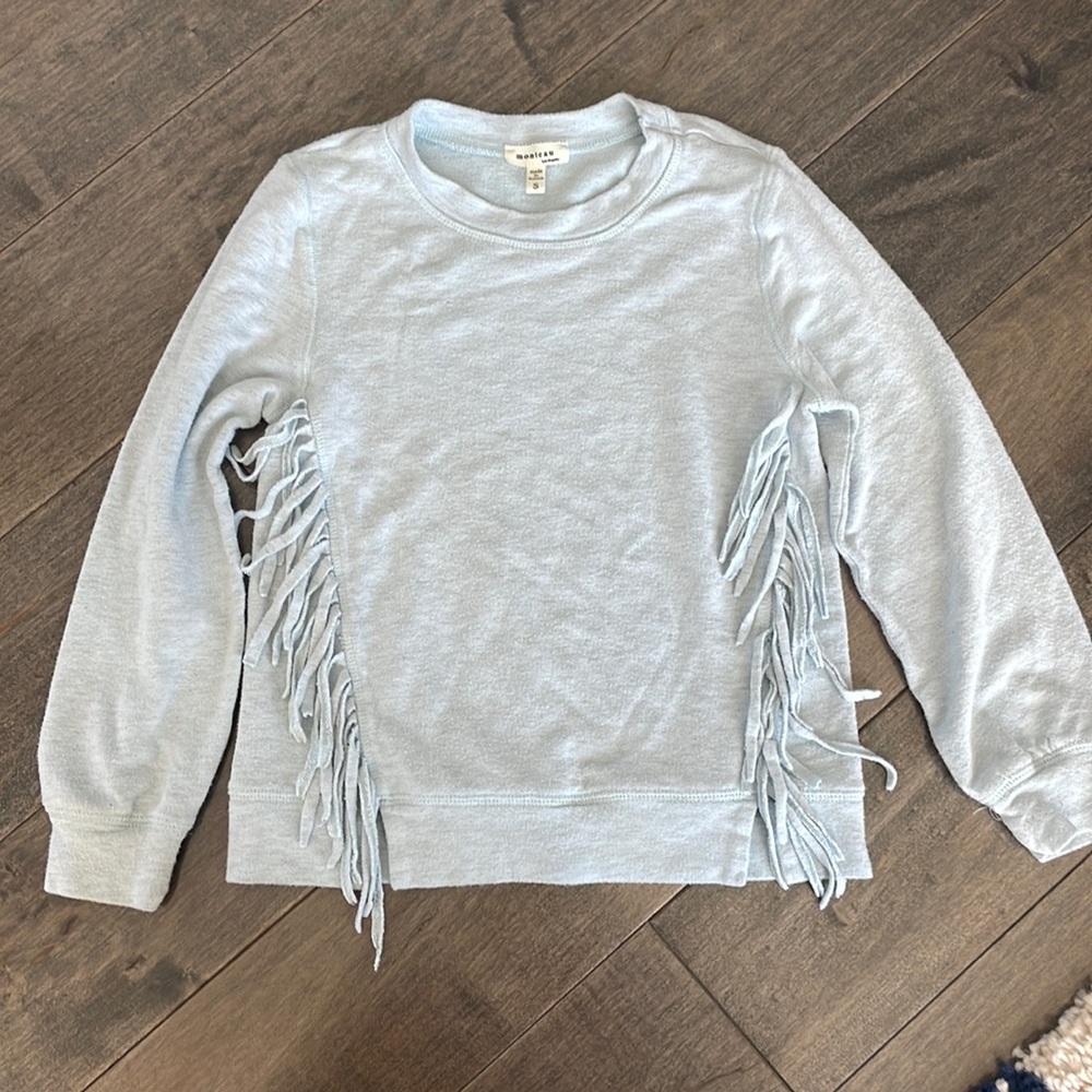 Fringe sweatshirt light blue kids size small